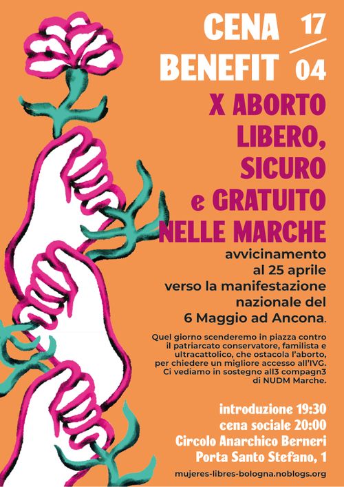 Cena benefit per l'aborto libero sicuro e gratuito nelle Marche